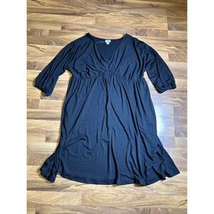 Women's Dolman 3/4 Sleeve Knit Empire Waist Dress -‎ Ava & Viv Black 2X